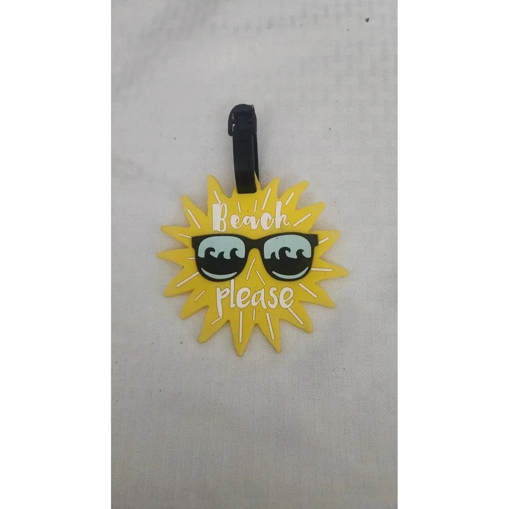 Beach Please Yellow Sun Luggage Identification Tag
